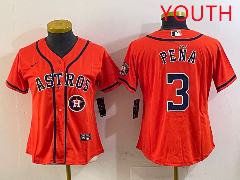 Youth Houston Astros #3 Pena Orange Game 2025 Nike MLB Jersey style 3->youth mlb jersey->Youth Jersey